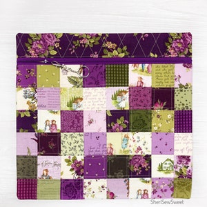 Sac à projets au point de croix, sac à projets matelassé en tissu Anne, la maison aux pignons verts, sac WIP en tissu pour QSnap 11 x 11, broderie, porte-fil
