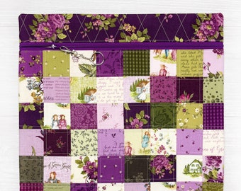 Cross Stitch Project Bag, Quilted Project Bag with Anne of Green Gables Fabric, Fabric WIP Bag fits 11x11 QSnap, Embroidery, Floss Holder