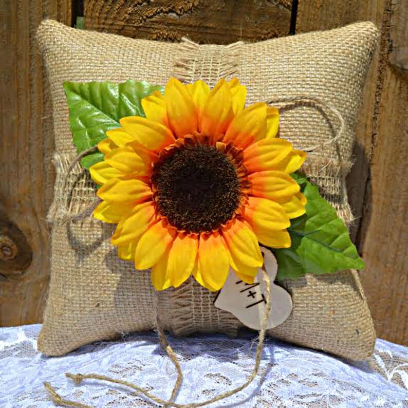 Sunflower Ring Pillow Fall Wedding Sunflower Accessories Sunflower Wedding Sunflower Wedding Decor Sunflower Flower Girl Basket