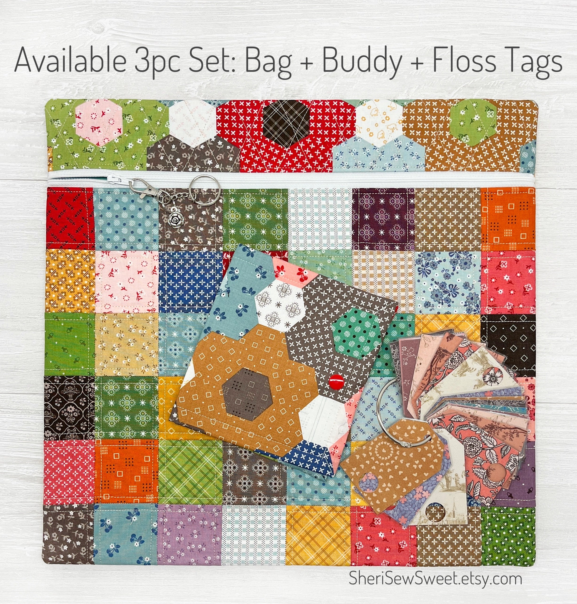 Cross Stitch Project Bag Quilted With Lori Holt Calico