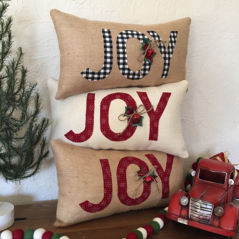 Burlap Christmas Pillows Buffalo Plaid Christmas Pillow | Etsy