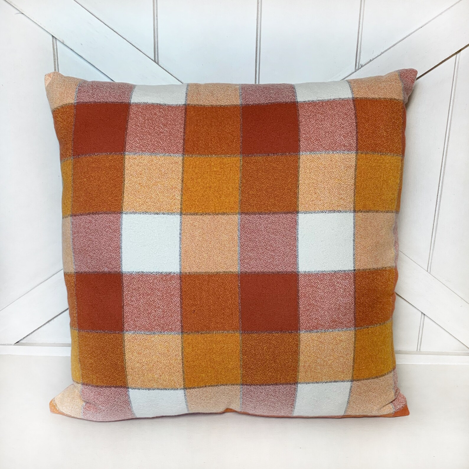 Orange Plaid Pillow Cover Fall Pillow Cover Plaid Throw Etsy België
