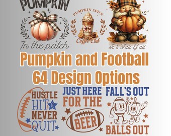 Fall Pumpkin Football DTF Transfer Bundle | 64 Game Day Designs
