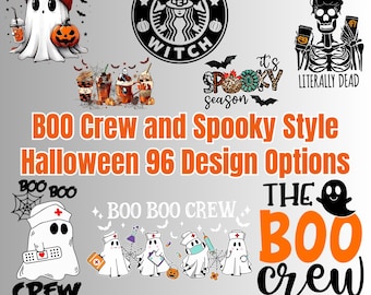 Halloween DTF Transfer Bundle | Boo Crew Spooky Ghost Nurse | Ready to Press | 96 Designs