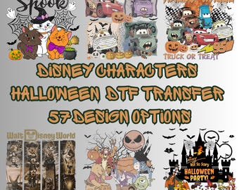 Disney Halloween Characters DTF Transfer Bundle | Mickey, Minnie, Cars, Pooh, Pluto, Haunted Mansion | 57 Ready to Press Transfers