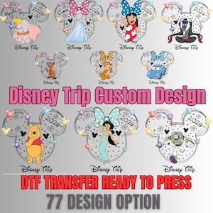 77 Custom Disney Kids Characters Ready To Press DTF, Iron On Decal, Matching Disney Shirts Transfer