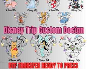 77 Custom Disney Kids Characters Ready To Press DTF, Iron On Decal, Matching Disney Shirts Transfer