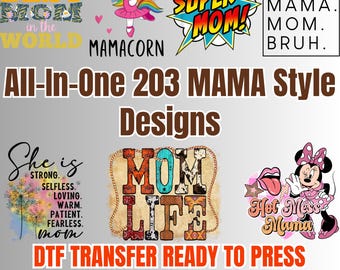 MAMA/MOM DTF transfers design collection, Ready To Press Iron On Decals