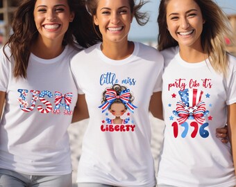 Patriotic Coquette Bow T-Shirt | Little Miss Liberty, Party Like 1776 Designs