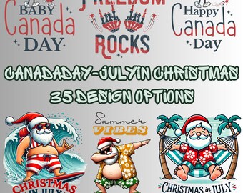 Canada Day Christmas in July DTF Transfer Bundle | 35 Designs (Ready to Press)