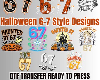 Halloween DTF Transfer Bundle | Haunted By 67 Pumpkin Skeleton Designs (Ready to Press)