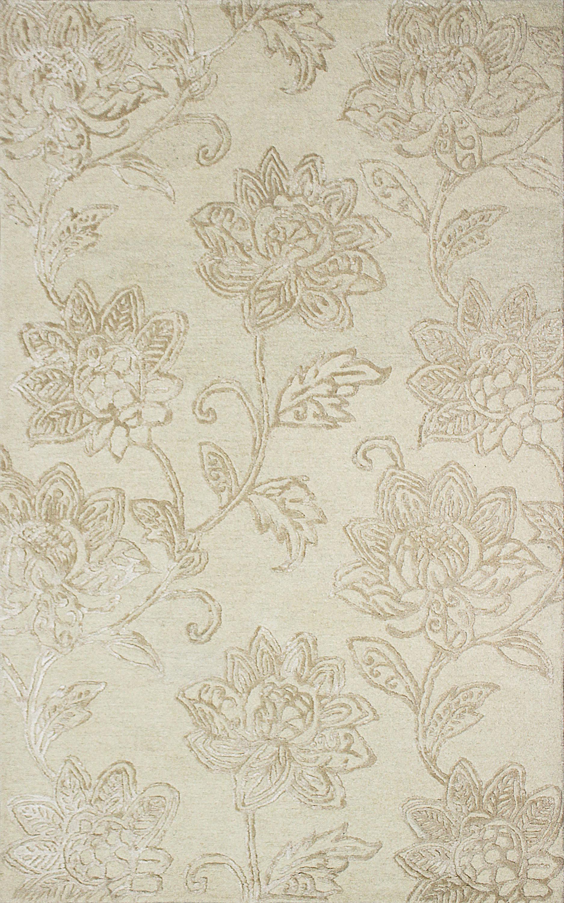 Ivory Bobble Rug Hand-tufted Ivory Wool Rug, Floral Geometric Design - Etsy