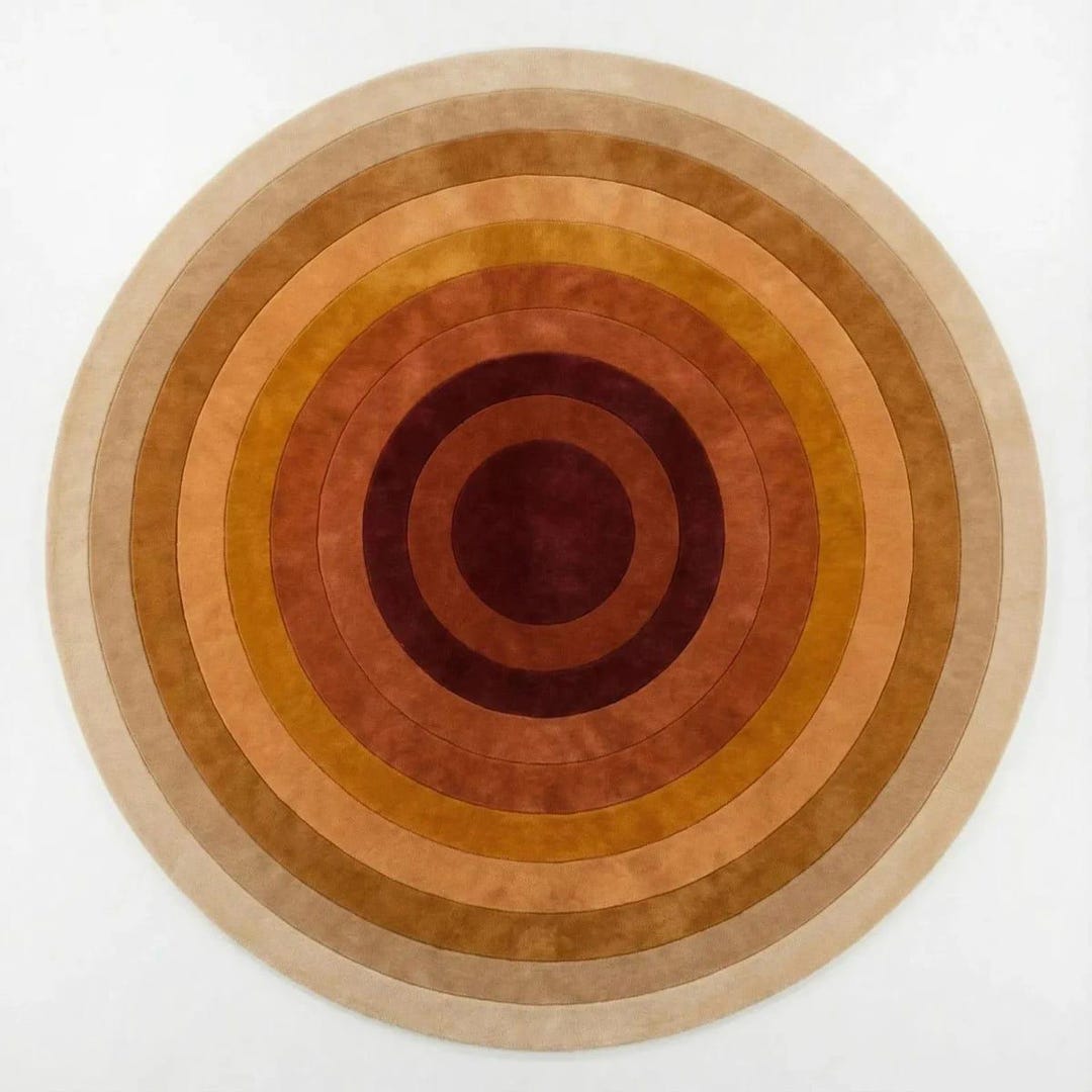 Hand Tufted Round Wool Rug – Modern Concentric Circle Design in Warm ...
