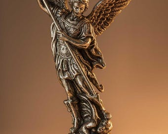 真鍮製大天使聖ミカエル像、キリスト教の家守り、家の装飾のお守り