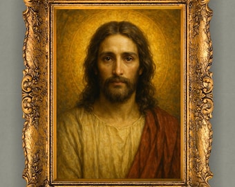 Jesus Portrait: Golden Aura Christian Art Print (Digital Download)