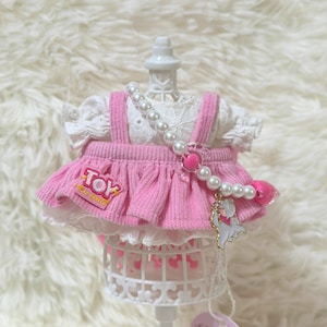Kawaii Pink Doll Outfit Set Handmade Clothes for 15- 17cm Collectible Dolls or Vinyl Dolls