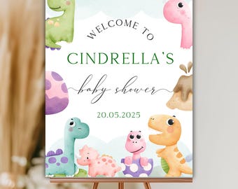 Dinosaur Baby Shower Welcome Sign: Editable Dino Party Decor (Digital Download)