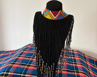 Maasai black beaded necklace set