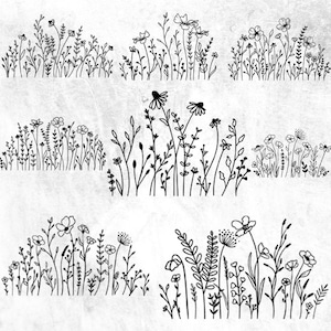 Wildflower Svg Bundle,Flower svg,Floral svg Bundle,Minimalist Flower Bouquet,Botanical svg,nature svg, flower sketch svg