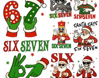 Funny Christmas Six Seven Meme PNG Bundle | Gen Alpha Xmas Clipart