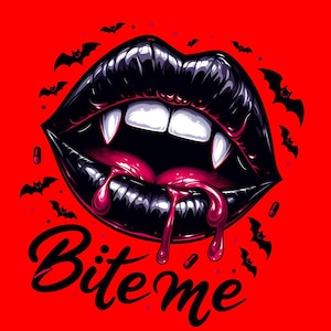 Halloween Bite Me Png | Gothic Coquette Bow Png | Retro Halloween Png | Gothic Bow Png | Bat Png | Sublimation Design
