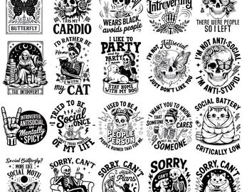 Funny Antisocial Svg Bundle, Sarcastic Introvert Designs, Anti Social Quotes, Funny Saying Svg, Cricut Cut File, Digital Download