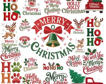 Merry Christmas Embroidery Design Png files | Holiday Applique (Digital Download)