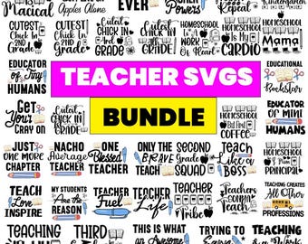 Lärare Svg Bundle, Skolcitat, Penna Svg, Klassrumsdesignfiler, Lärarskjorta Svg, Cricut Silhouette Nedladdning