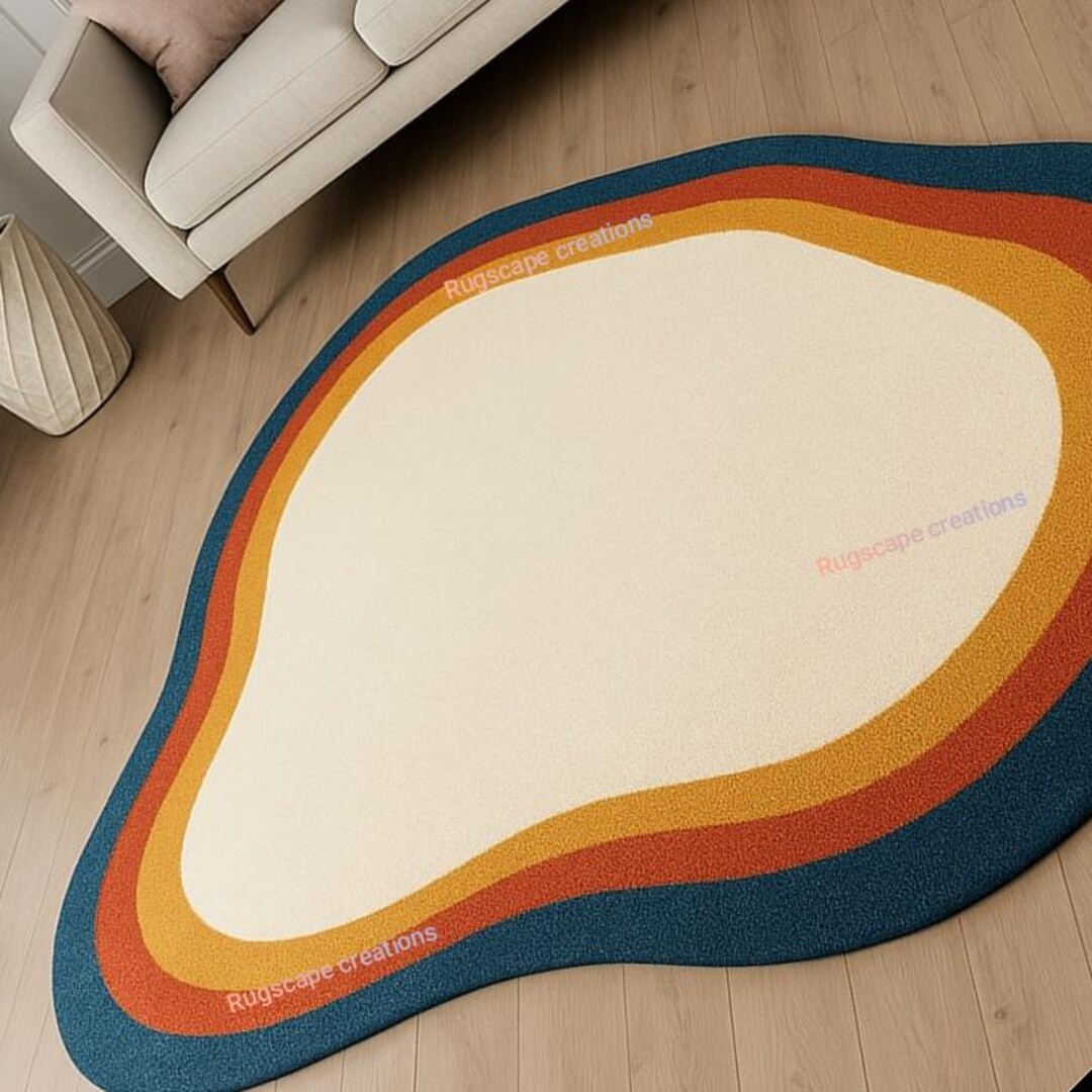 Asymmetrical Tufted Rug: Minimalist Organic Shape, Contemporary Floor ...