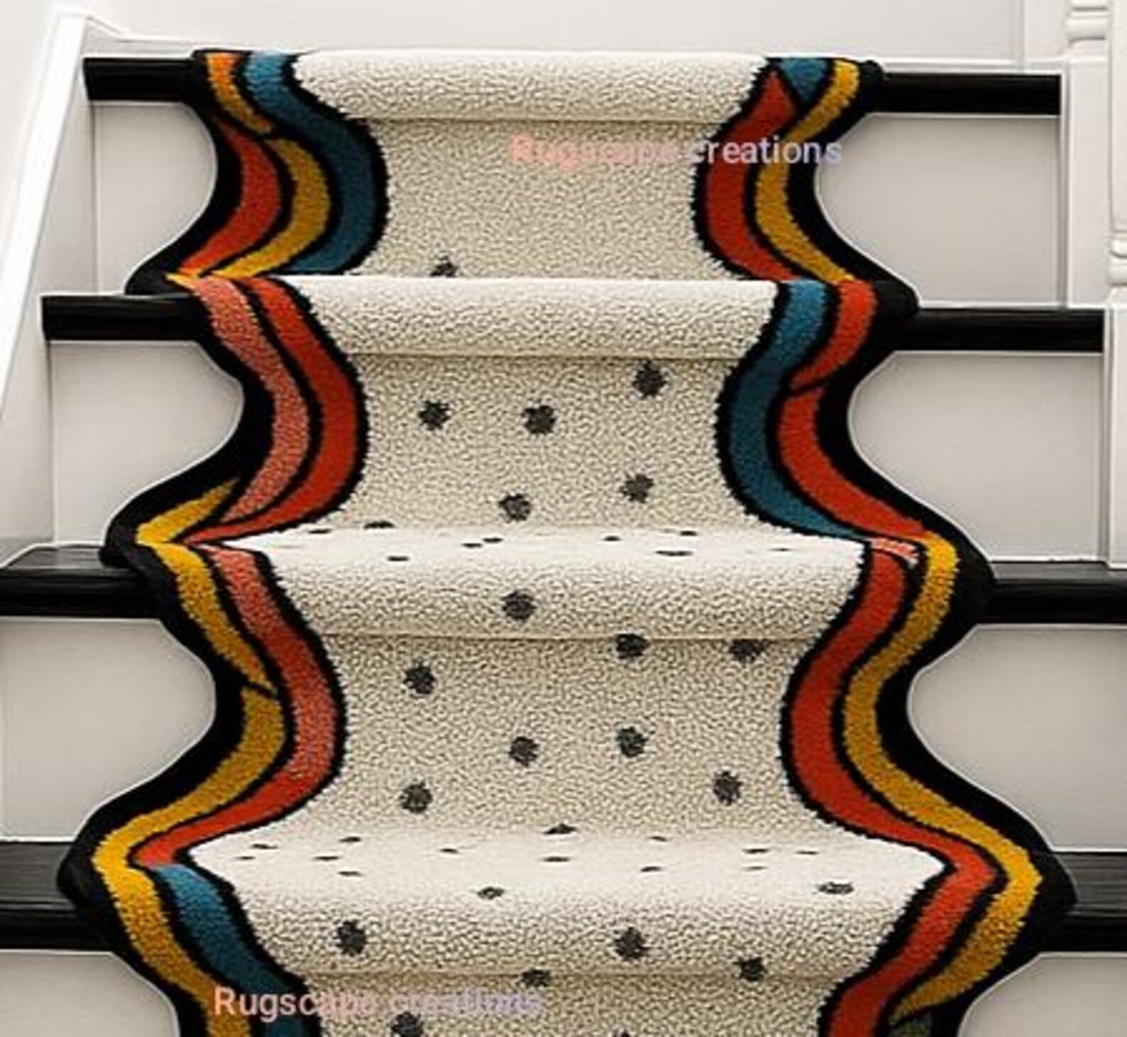 Abstract Handmade Wool Runner Rug | Colorful Art Stair Carpet - Etsy