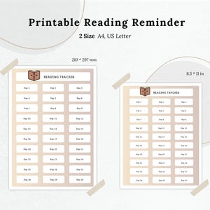 Rastreador de lectura, adorable planificador literario, reto de lectura imprimible, rastreador de libros digital en PDF, descarga instantánea, tamaño carta A4.