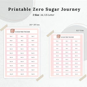 Adorable Sugar-Free Tracker, Zero Sugar Habit Planner, Printable Sugar Detox Log, Healthy Eating Goal Chart, Digital Instant Download