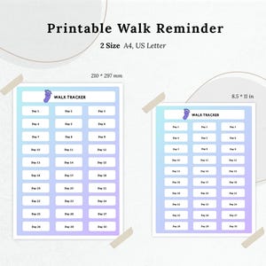 Walk Tracker Afdrukbaar, dagelijkse stappentracker, digitaal wandellogboek, esthetische digitale activiteitenplanner, A4- en US Letter-loopdoelen
