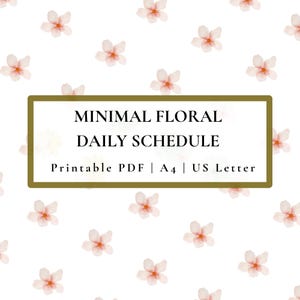 Horario diario de flores de acuarela, planificador diario floral, organizador diario imprimible, horario estético por horas, PDF digital floral rosa suave