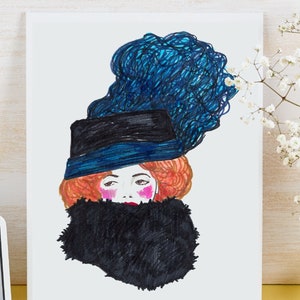 Minimalist Art, printable wall art, Gustav Klimt drawing, Bedroom Art, Fashion Art Nouveau,