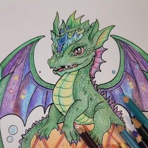 30 Baby Dragon Coloring Pages, Fantasy Printable Coloring Pages, Instant Download