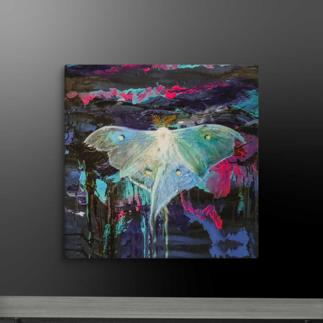 Luna Moth Canvas Print | Gothic Dark Academia Wall Art - Etsy