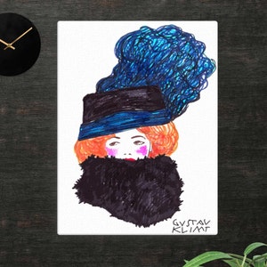 Gustav Klimt art print, Canvas Print, vintage decor, fashion art, sketch artwork