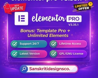 Elementor Pro Versión 3.35.1 / Actualizaciones ilimitadas / Sitios web ilimitados / Acceso de por vida