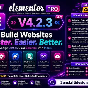 Elementor Pro Version 4.2.3 / Unlimited Updates / Unlimited Websites / Lifetime Access