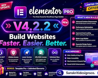 Elementor Pro Version 4.2.2 / Unlimited Updates / Unlimited Websites / Lifetime Access