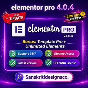 Elementor Pro Version 4.0.4 / Unlimited Updates / Unlimited Websites / Lifetime Access
