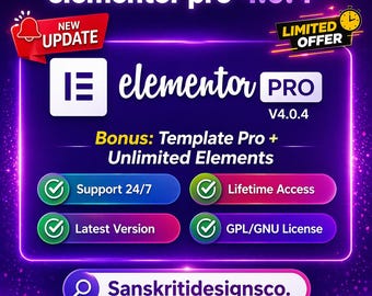 Elementor Pro Version 4.0.4 / Unlimited Updates / Unlimited Websites / Lifetime Access