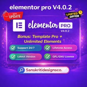Elementor Pro Version 4.0.2 / Mises à jour illimitées / Sites Web illimités / Accès à vie