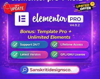 Elementor Pro Version 4.0.2 / Unlimited Updates / Unlimited Websites / Lifetime Access