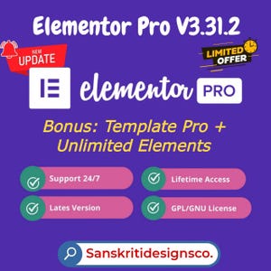 Elementor Pro Version 3.31.2  / Unlimited Updates / Unlimited Websites / Lifetime Access