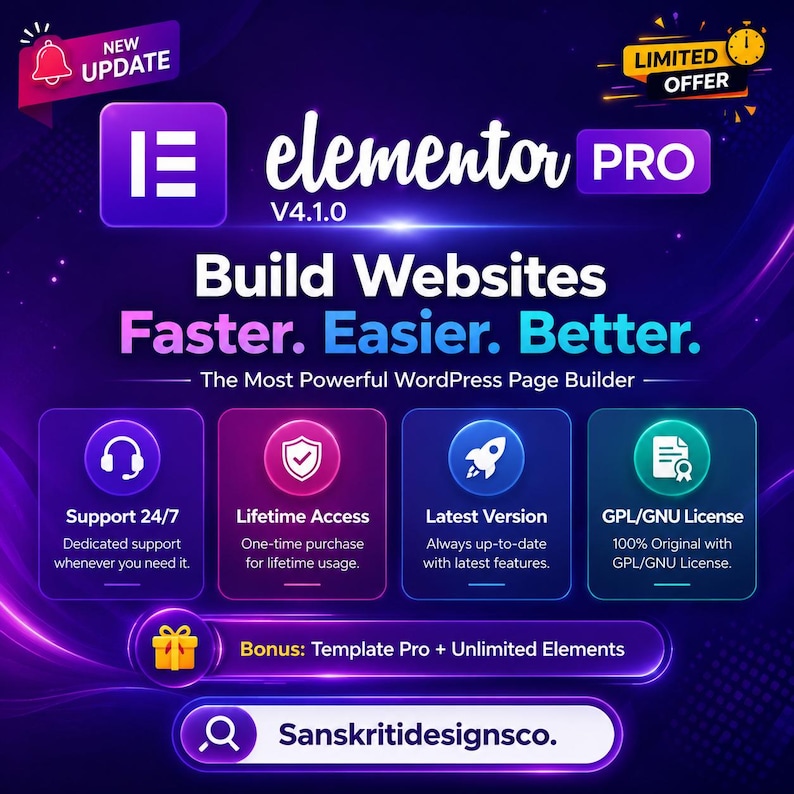 Elementor Pro Version 4.2.0 / Unlimited Updates / Unlimited Websites ...