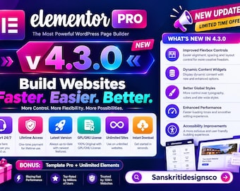 Elementor Pro Version 4.2.3 / Unlimited Updates / Unlimited Websites / Lifetime Access