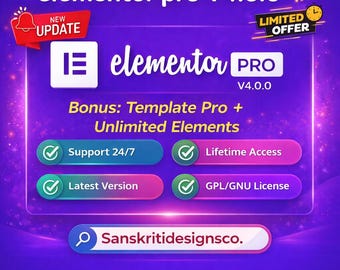 Elementor Pro Version 4.0.0 / Unlimited Updates / Unlimited Websites / Lifetime Access