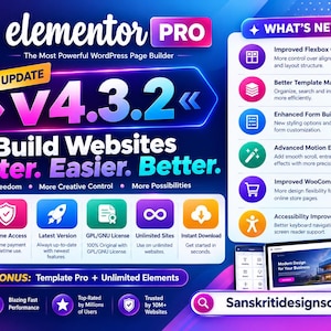 Elementor Pro Version 4.3.2 / Unlimited Updates / Unlimited Websites / Lifetime Access